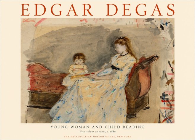 Edgar Degas Young Woman and Child Reading No1 - Plakát