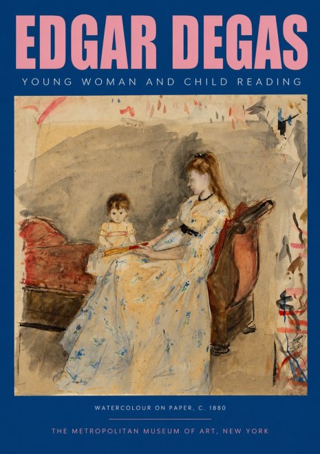 Edgar Degas Young Woman and Child Reading No2 - Plakát