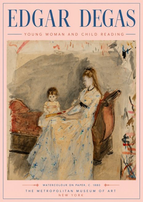 Edgar Degas Young Woman and Child Reading No5 - Plakát