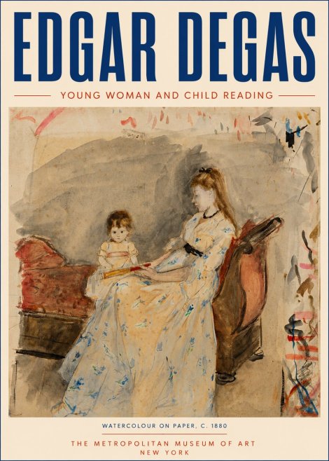 Edgar Degas Young Woman and Child Reading No6 - Plakát