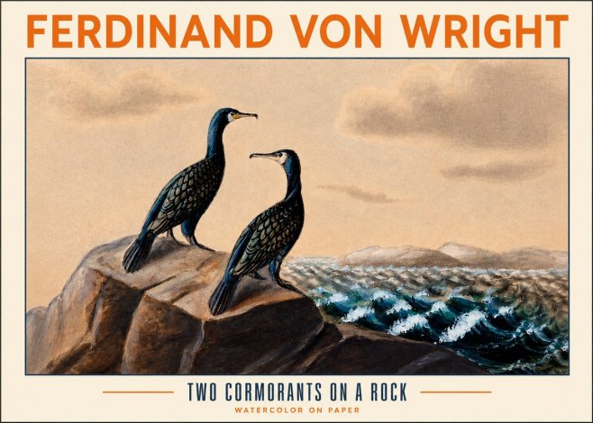 Ferdinand von Wright Two Cormorants on a Rock No2 - Plakát