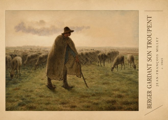 Jean-François Millet Berger Gardant Son Troupeau No3 - Plakát
