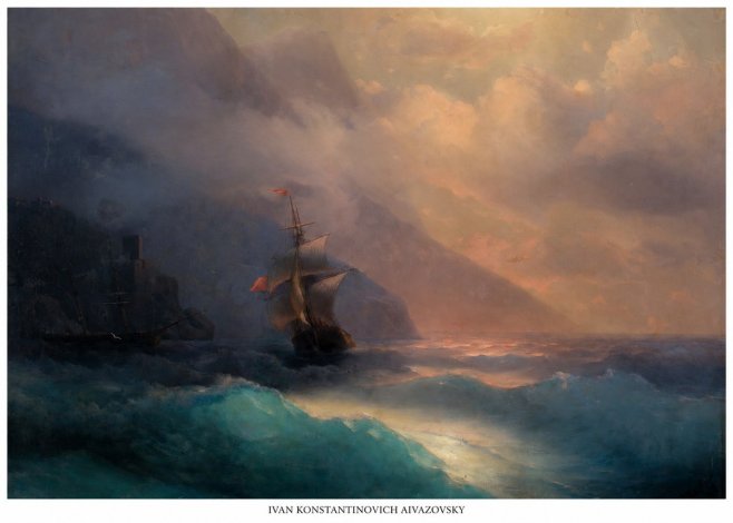 Ivan Konstantinovich Aivazovsky Storm at Sea No6 - Plakát