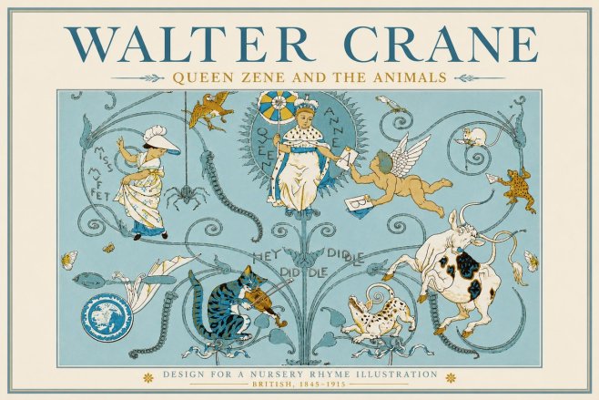 Walter Crane Queen Zene and the Animals No3 - Plakát