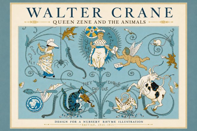 Walter Crane Queen Zene and the Animals No5 - Plakát