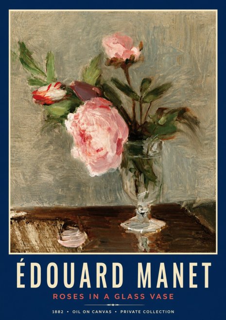 Édouard Manet Roses in a Glass Vase No3 - Plakát