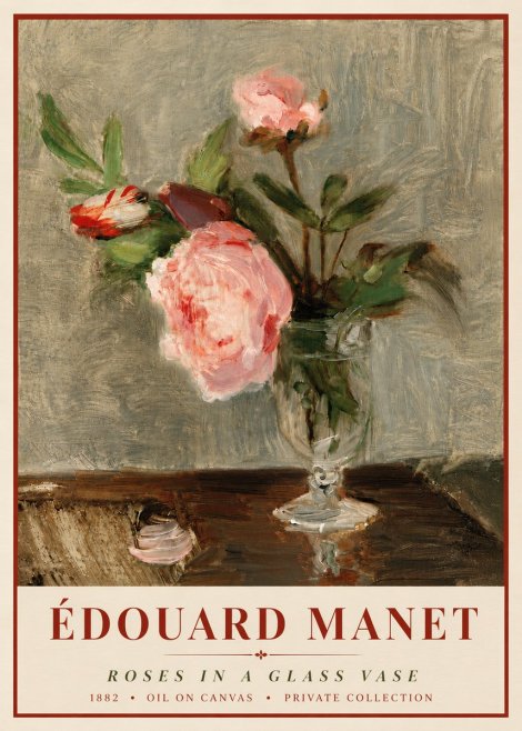 Édouard Manet Roses in a Glass Vase No6 - Plakát
