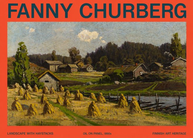 Fanny Churberg Landscape with Haystacks No2 - Plakát
