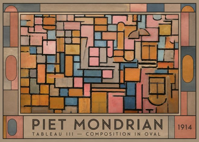 Piet Mondrian Tableau Iii — Composition in Oval No1 - Plakát