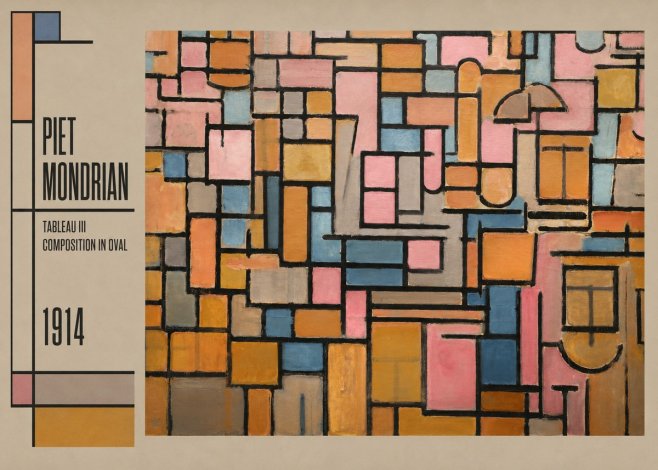Piet Mondrian Tableau Iii — Composition in Oval No2 - Plakát