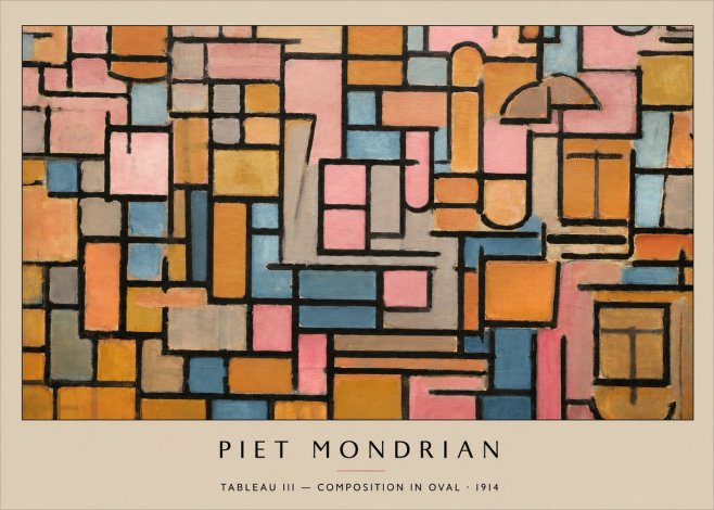 Piet Mondrian Tableau Iii — Composition in Oval No3 - Plakát