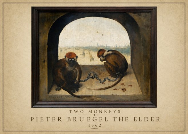 Pieter Bruegel Two Monkeys III No1 - Plakát