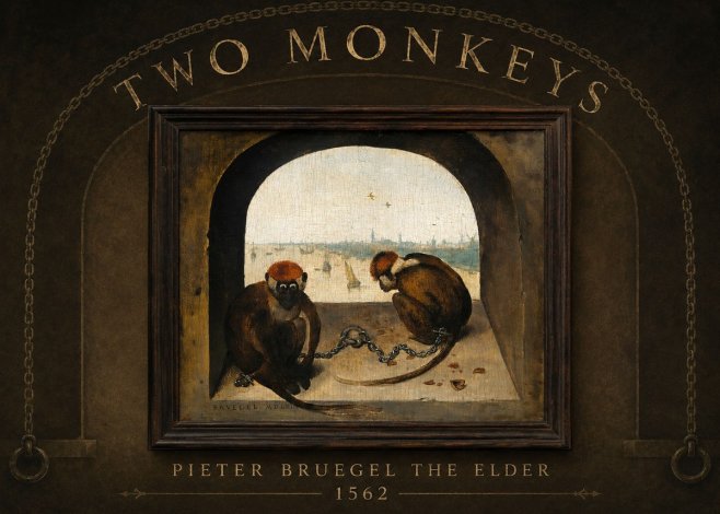 Pieter Bruegel Two Monkeys III No2 - Plakát