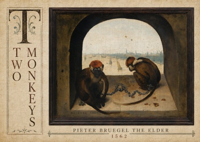 Pieter Bruegel Two Monkeys III No3 - Plakát