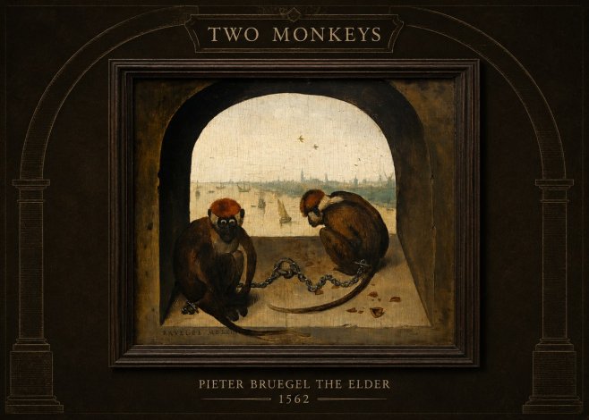 Pieter Bruegel Two Monkeys III No4 - Plakát