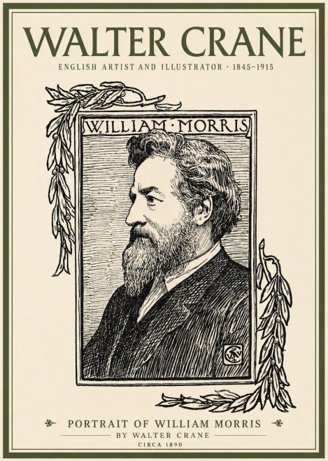 Walter Crane Portrait of William Morris No2 - Plakát