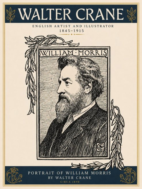 Walter Crane Portrait of William Morris No3 - Plakát