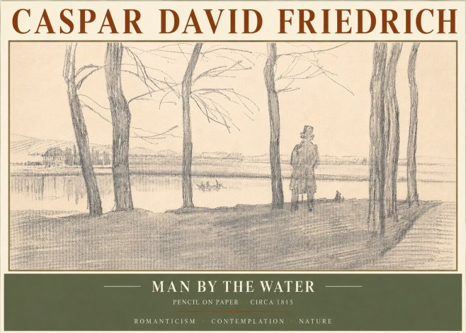 Caspar David Friedrich Man by the Water No5 - Plakát