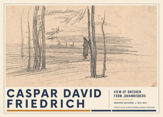 Caspar David Friedrich View of Dresden from Johannisberg No3 - Plakát