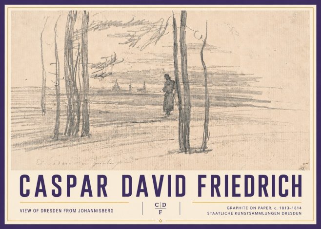 Caspar David Friedrich View of Dresden from Johannisberg No4 - Plakát