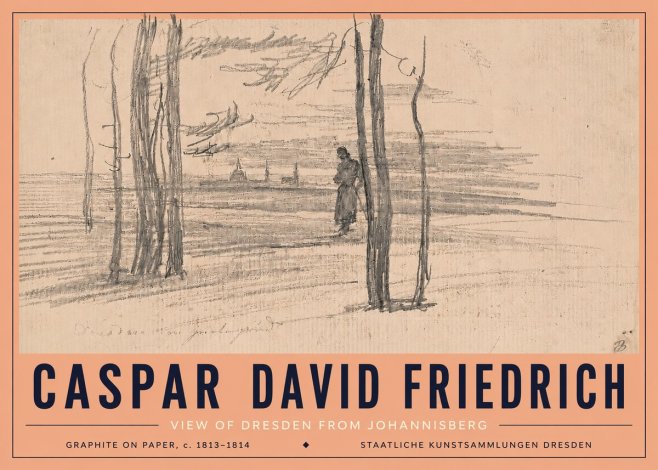 Caspar David Friedrich View of Dresden from Johannisberg No5 - Plakát