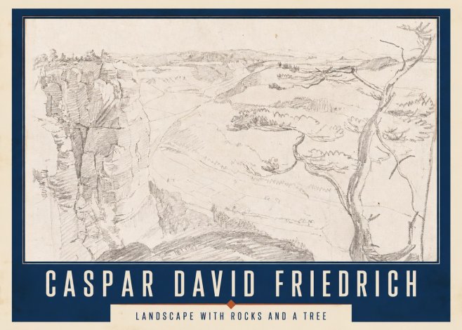 Caspar David Friedrich Landscape with Rocks and a Tree No2 - Plakát