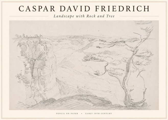 Caspar David Friedrich Landscape with Rocks and a Tree No4 - Plakát