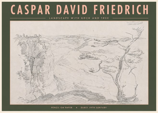 Caspar David Friedrich Landscape with Rocks and a Tree No5 - Plakát