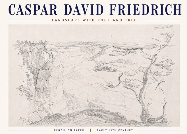 Caspar David Friedrich Landscape with Rocks and a Tree No6 - Plakát