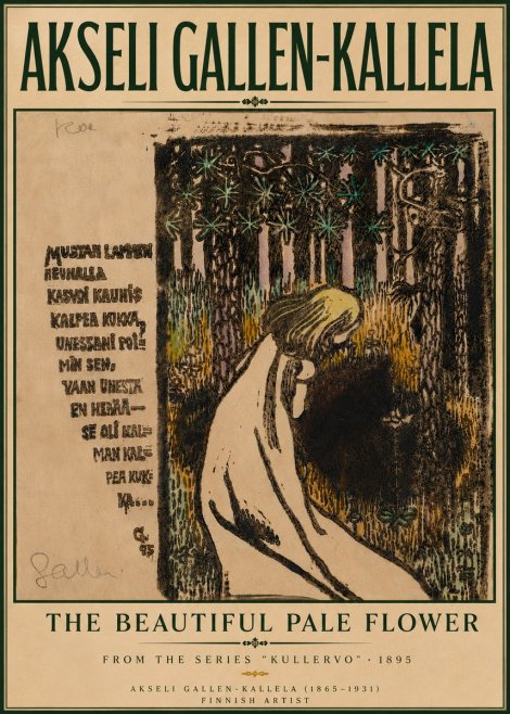 Akseli Gallen-Kallela The Beautiful Pale Flower No6 - Plakát