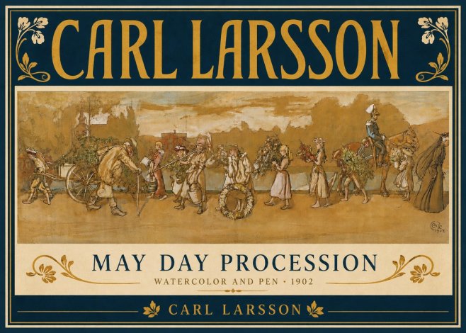 Carl Larsson May Day Procession No5 - Plakát
