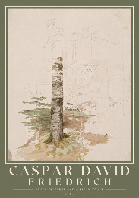 Caspar David Friedrich Study of Trees and a Birch Trunk No2 - Plakát