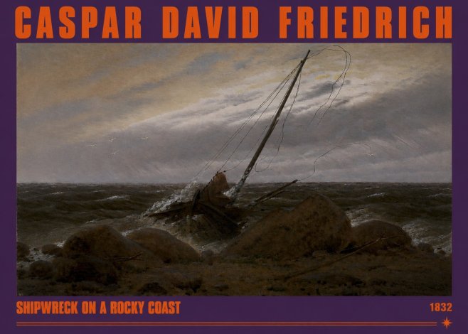 Caspar David Friedrich Shipwreck on a Rocky Coast No2 - Plakát