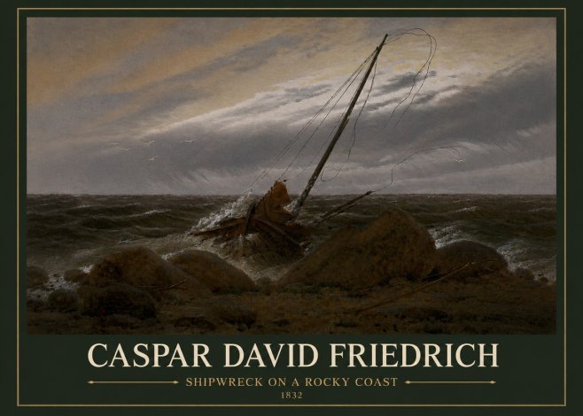 Caspar David Friedrich Shipwreck on a Rocky Coast No3 - Plakát