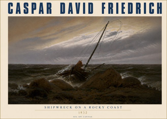 Caspar David Friedrich Shipwreck on a Rocky Coast No4 - Plakát