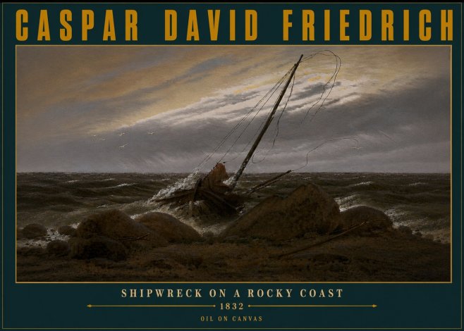 Caspar David Friedrich Shipwreck on a Rocky Coast No6 - Plakát