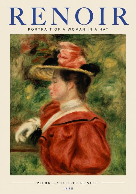 Renoir Portrait of a Woman in a Hat No3 - Plakát