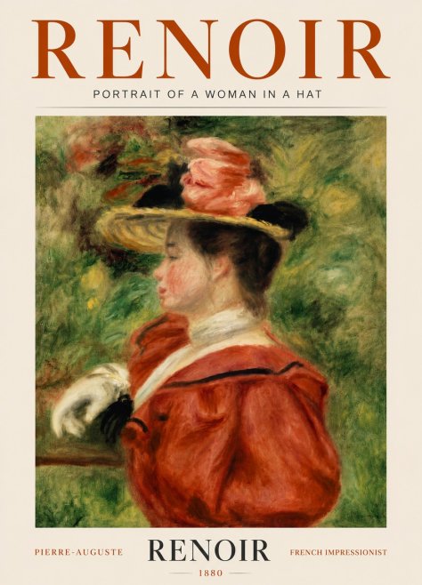 Renoir Portrait of a Woman in a Hat No5 - Plakát