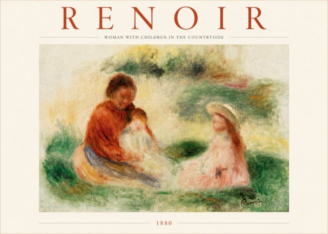 Renoir Woman with Children in the Countryside No3 - Plakát