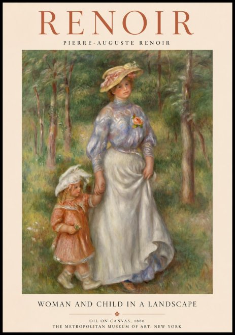 Renoir Woman and Child in a Landscape I No1 - Plakát
