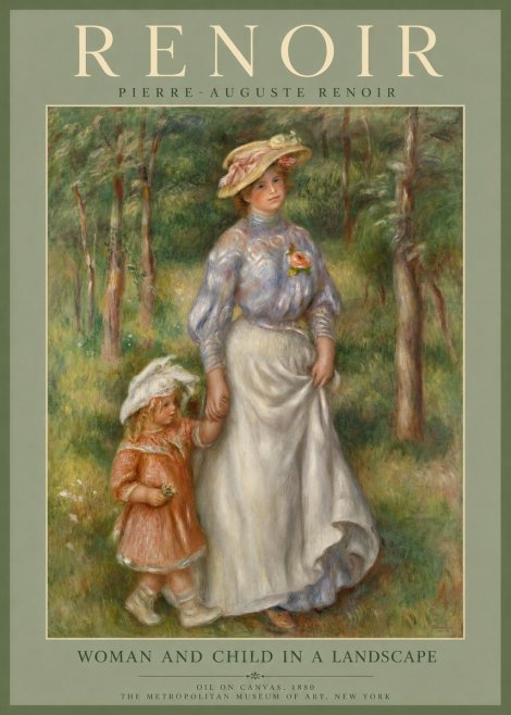 Renoir Woman and Child in a Landscape I No2 - Plakát