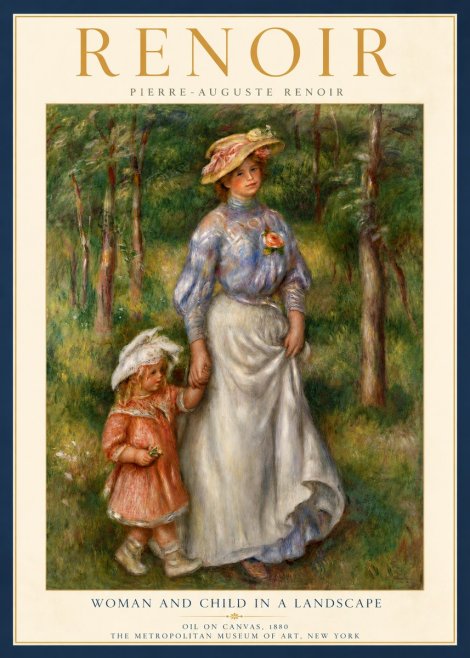 Renoir Woman and Child in a Landscape No5 - Plakát