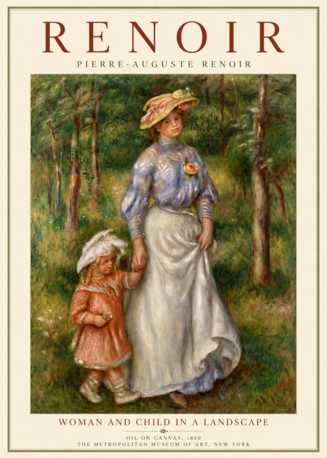 Renoir Woman and Child in a Landscape No6 - Plakát