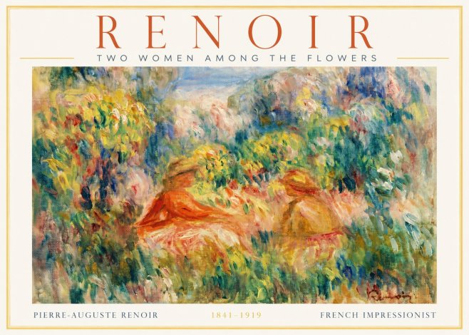 Renoir Two Women Among the Flowers No2 - Plakát