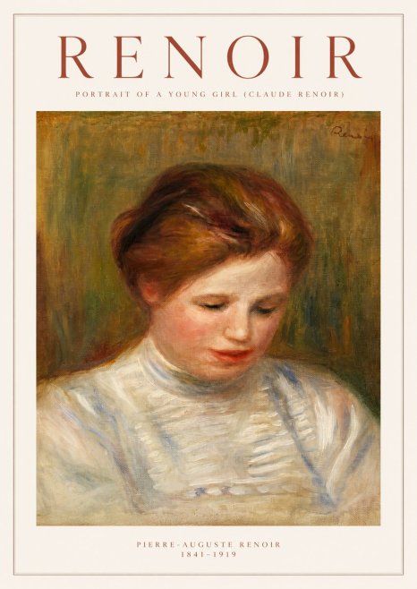 Renoir Portrait of a Young Girl (Claude Renoir) No1 - Plakát