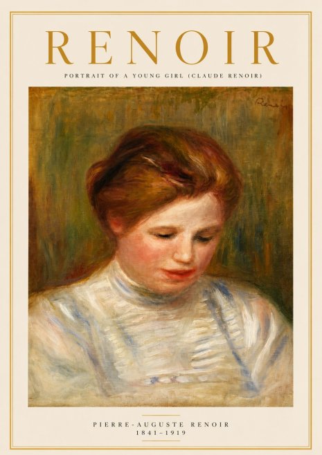 Renoir Portrait of a Young Girl (Claude Renoir) No3 - Plakát