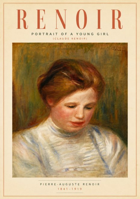 Renoir Portrait of a Young Girl (Claude Renoir) No6 - Plakát
