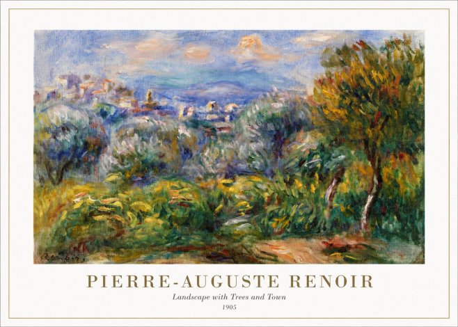 Renoir Landscape with Trees and Town No1 - Plakát
