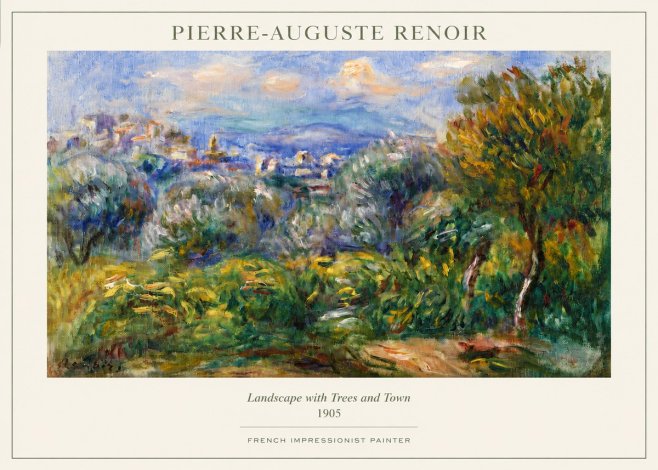Renoir Landscape with Trees and Town No3 - Plakát