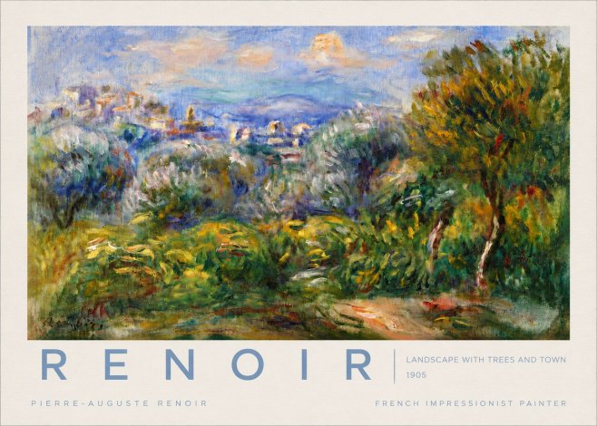Renoir Landscape with Trees and Town No4 - Plakát